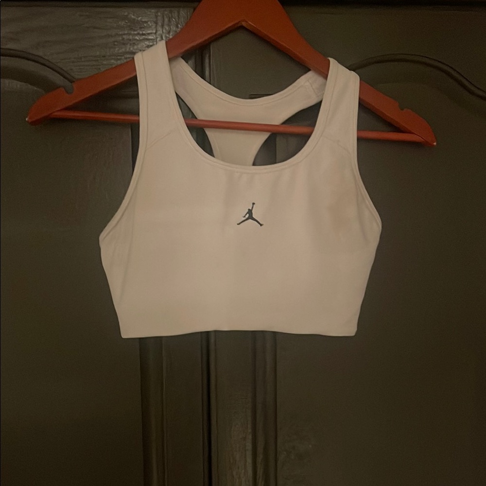 Nike White Sports Bra with Black Logo